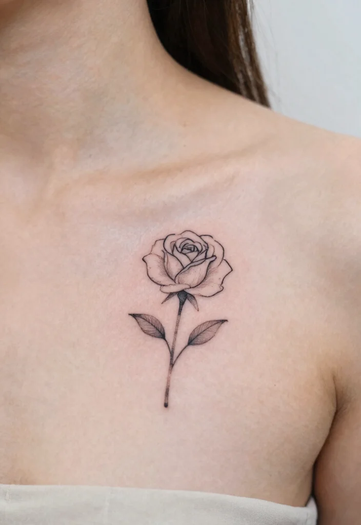 18 Rose Chest Tattoo Ideas With Bold Romance 36 18 Rose Chest Tattoo Ideas With Bold Romance - 6. Minimalist Roses 1