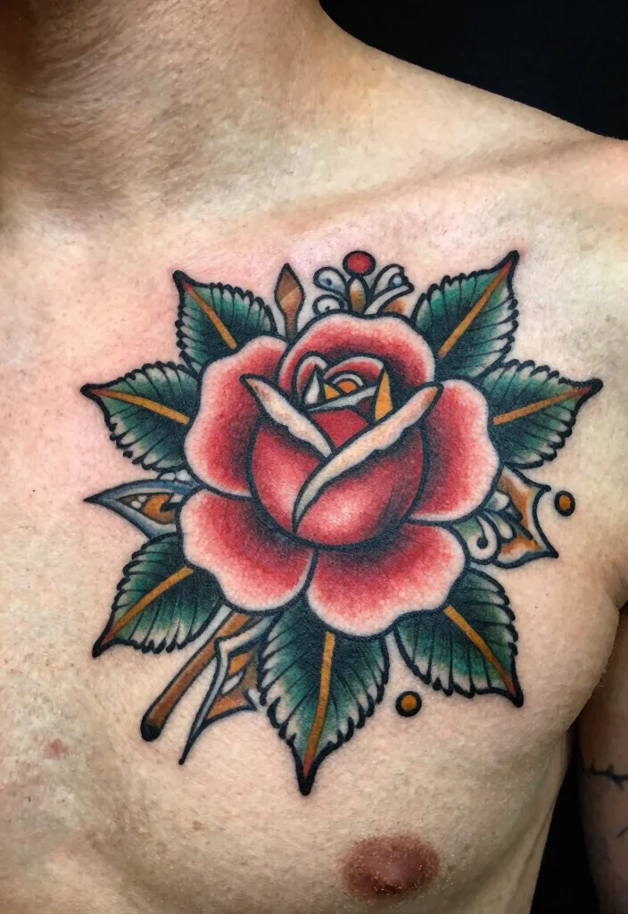 18 Rose Chest Tattoo Ideas With Bold Romance 38 18 Rose Chest Tattoo Ideas With Bold Romance - 8. Vintage-style Roses 1