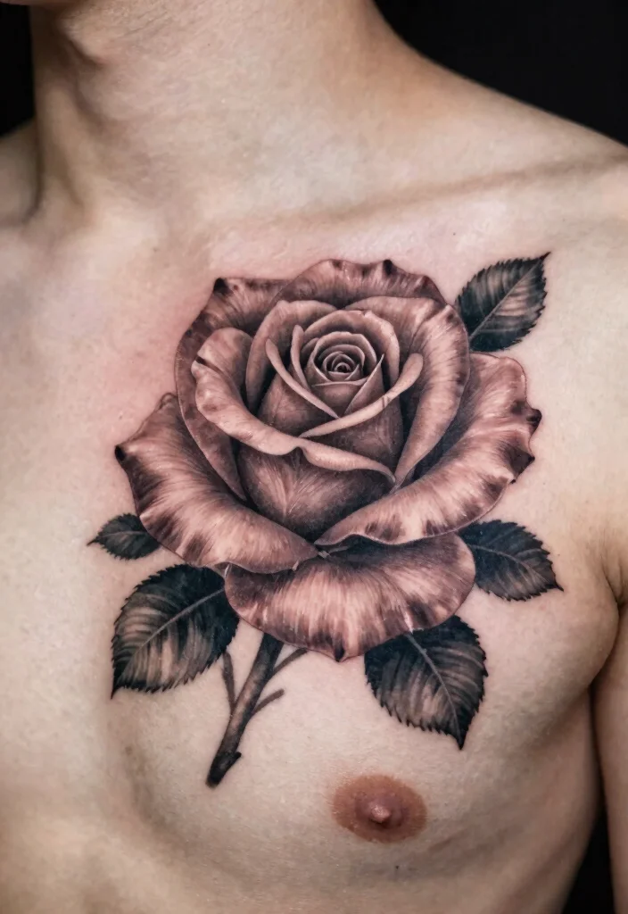 18 Rose Chest Tattoo Ideas With Bold Romance 39 18 Rose Chest Tattoo Ideas With Bold Romance - 9. 3D Rose Tattoos 1