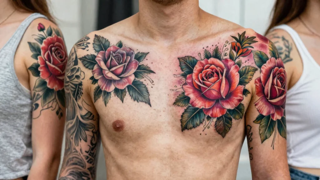 18 Rose Chest Tattoo Ideas With Bold Romance