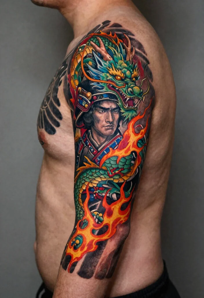 18 Samurai and Dragon Tattoo Ideas With Epic Intensity 55 18 Samurai and Dragon Tattoo Ideas With Epic Intensity - 15. Warrior's Resurrection 1