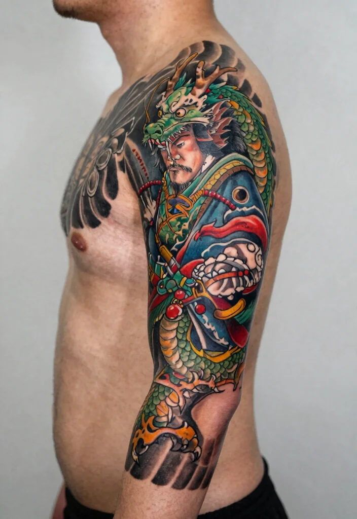 18 Samurai and Dragon Tattoo Ideas With Epic Intensity 68 18 Samurai and Dragon Tattoo Ideas With Epic Intensity - 18. The Legendary Saga 1