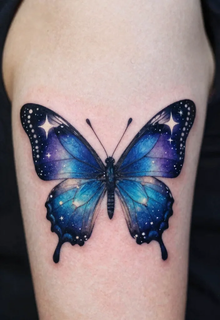 18 Unique Butterfly Tattoo Designs Ideas That Truly Stand Out - 13. Celestial Patterns 1